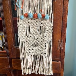 Handcrafted SKULL MACRAME Wall Hanging w/Flower Headband